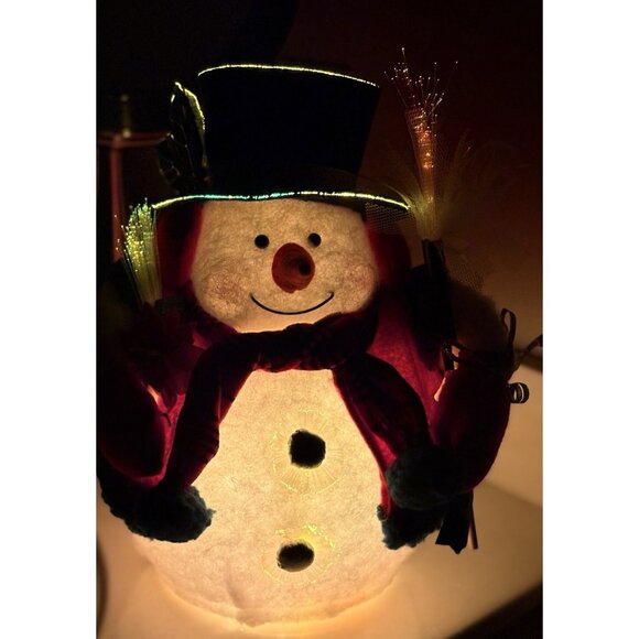 Fiber Optic Mr Snowball Snowman Light Changing Christmas w Broom 12” Vintage - Picture 1 of 8